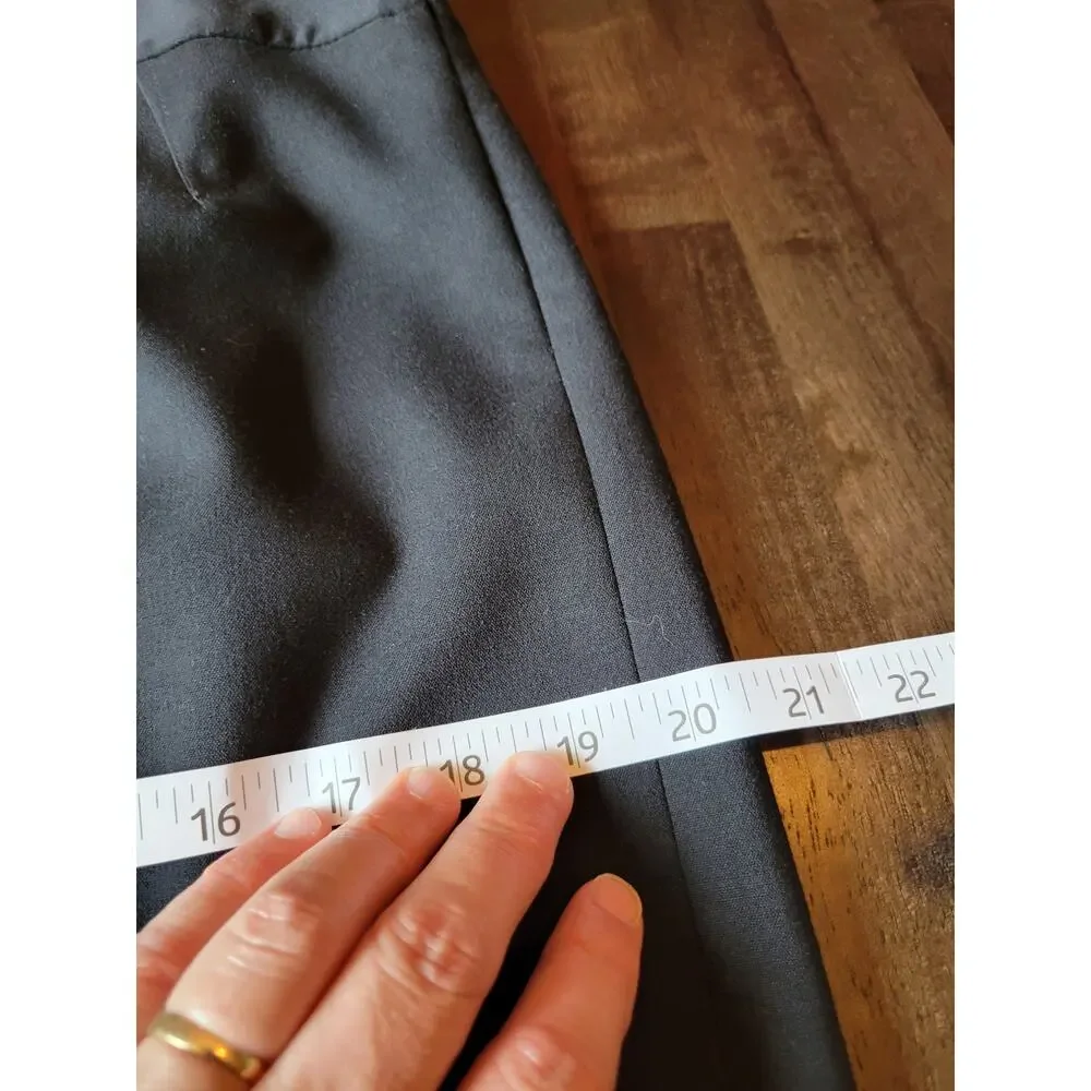 Ann Taylor Loft Navy Blue Midi Skirt side zipper buttons down back Sz. 14P NWT